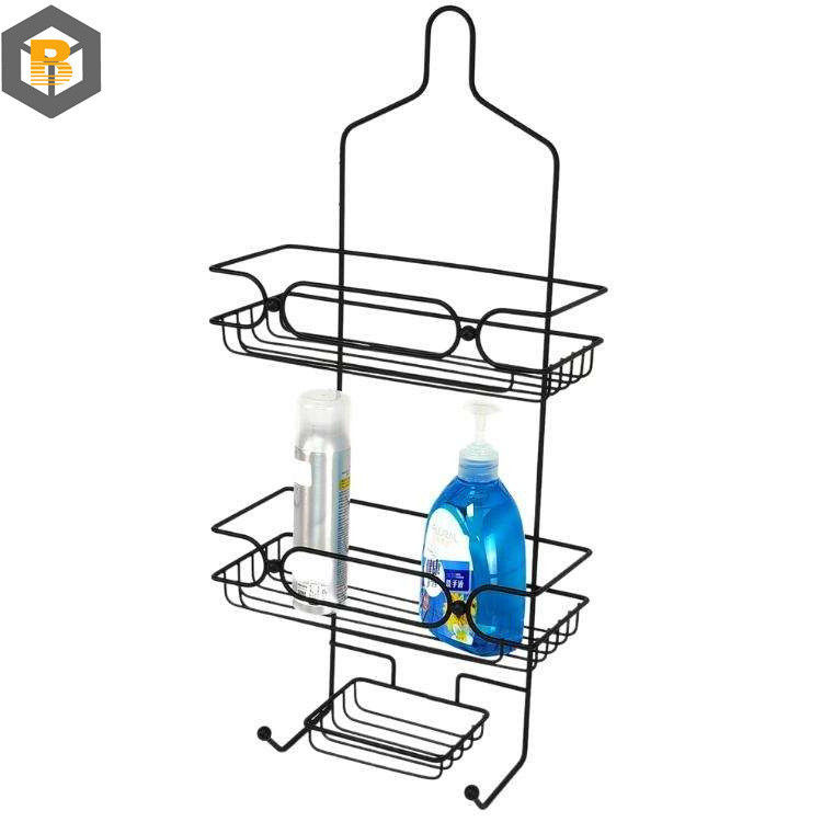 На заказ по 2D / 3D / рисунку 2 Tier Metal Black Bathroom Basket Organizer для душевой машины